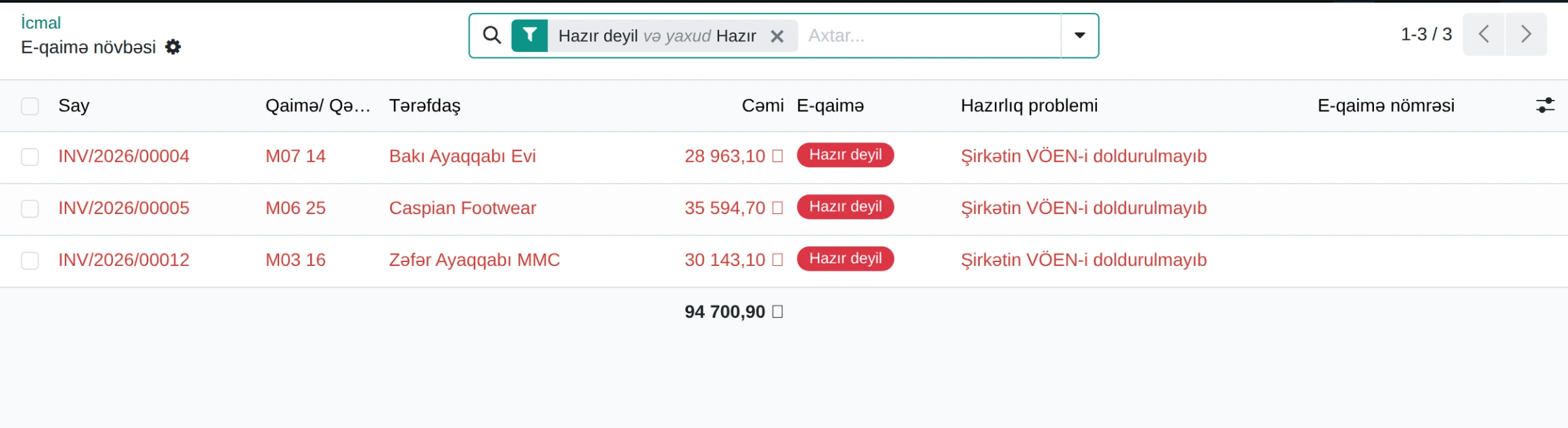 ERPONA-da e-qaimə növbəsi: hazırlıq problemləri sütunu ilə